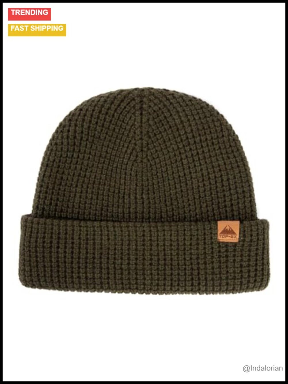 Oversized Merino Wool Waffle Beanie L XL XXL Winter Watch Cap